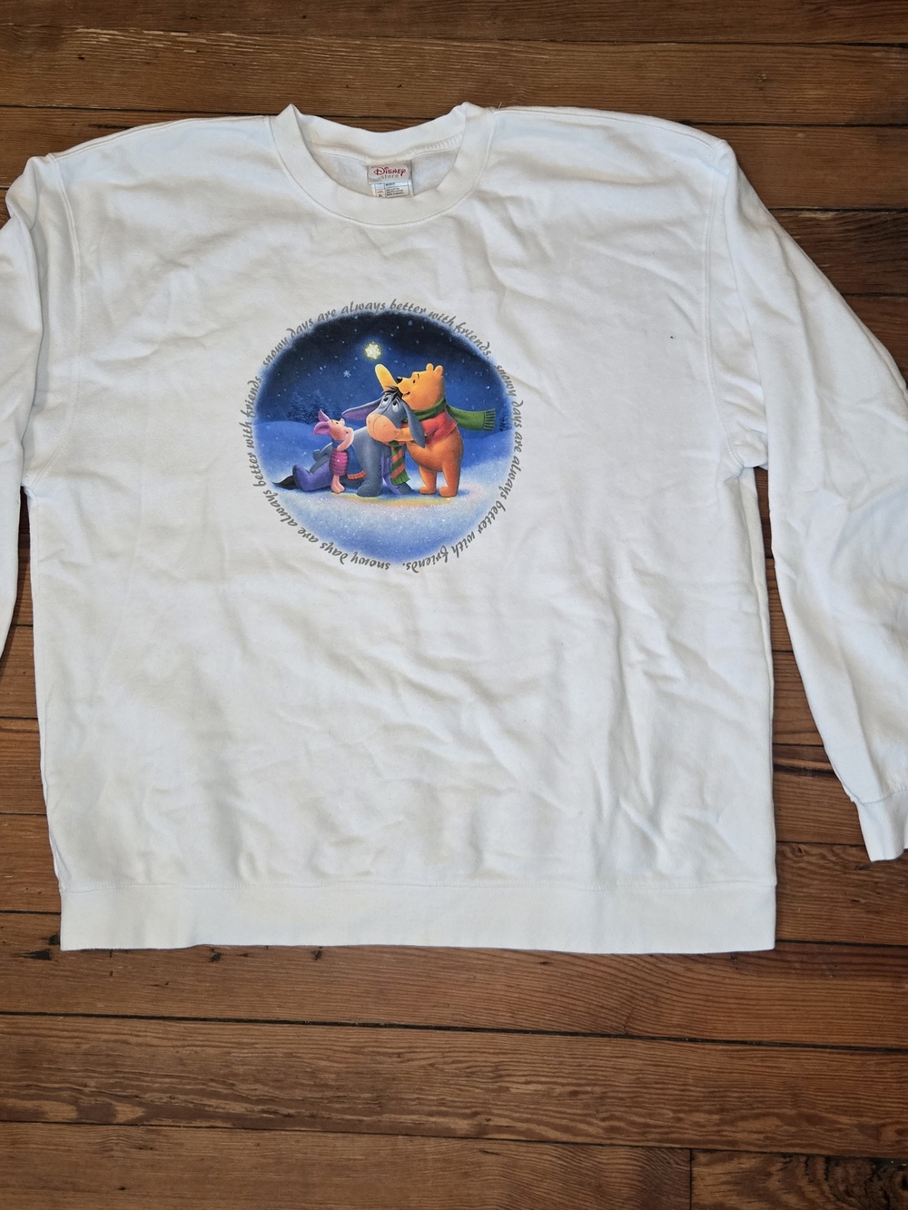 Vtg. Disney Winnie The Pooh Snowy Days With Friends Graphic Sweatshirt Sz Large